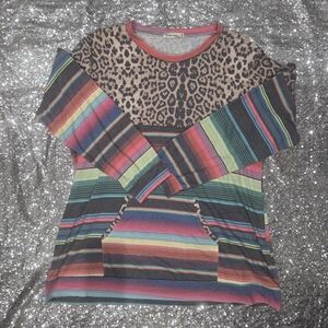 Colorful Leopard and Stripe Women's Sweatshirt